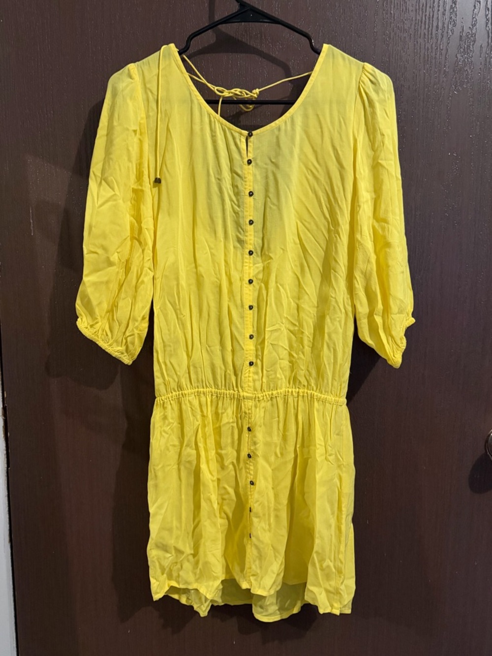 SOFIA by ViX Bright Yellow Beach Coverup with Front Buttons
